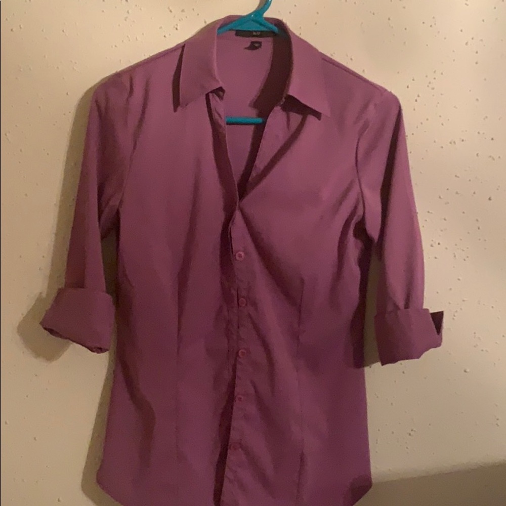 Purple three quarter sleeved button up